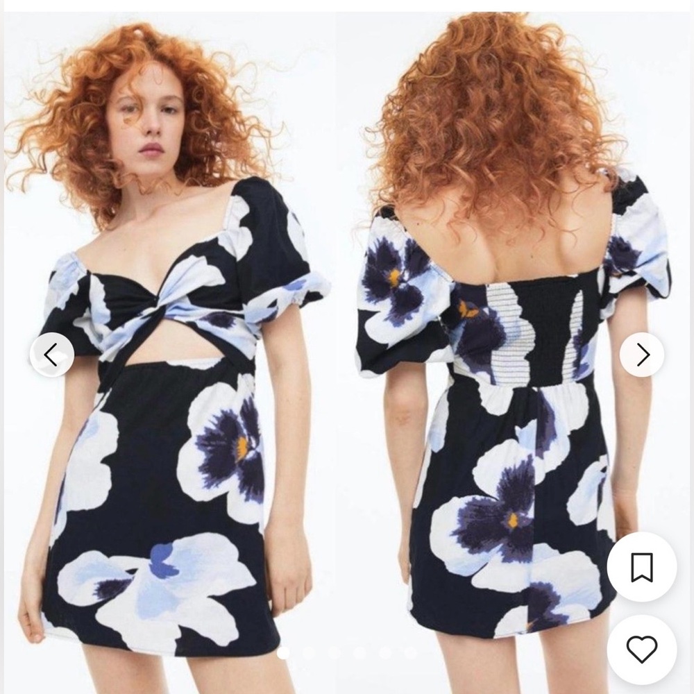 Floral Black and White Dress